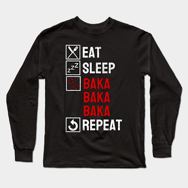 BAKA - Eat Sleep Anime Repeat Tsundere Anime Gift Long Sleeve T-Shirt by Alex21